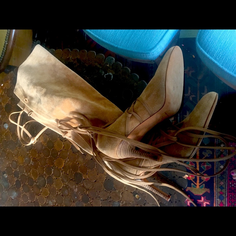 Italian leather size 7.5 lace boots